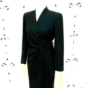 Glamorous Vintage Liz Claiborne, Wrap Dress, Black, Size 2P